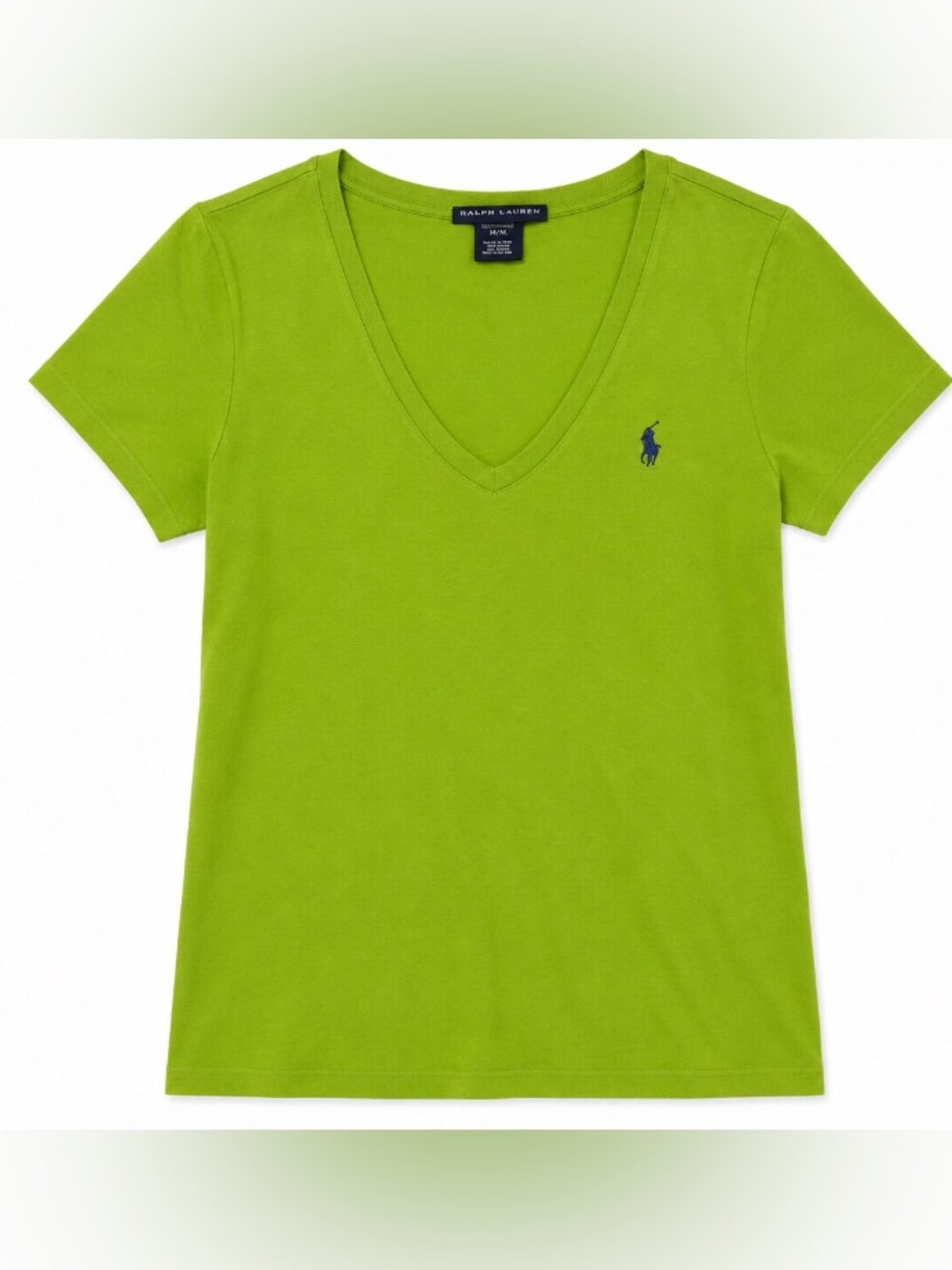 Ralph Lauren Women’s Bright Lime V-Neck Polo Tee